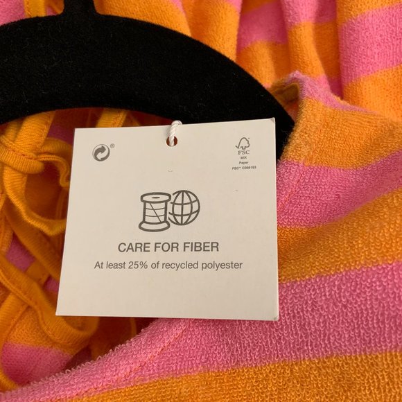 Zara Pink Orange Striped Sleeveless Midi Terrycloth Tank Dress Size S - Picture 10 of 12